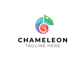 colorful chameleon logo design vector