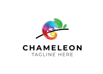 colorful chameleon logo design vector © AlvinStd.