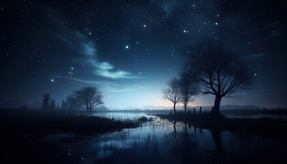 Fototapeta na wymiar Night landscape in the world of fantasy. Fantasy concept