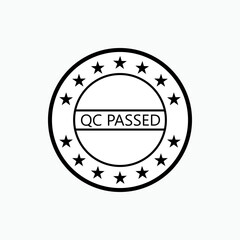QC Passed Icon. Product's Quality Control Illustration, Trendy Symbol for Design, Industrial Websites, Presentation or Application  -  Vector.   