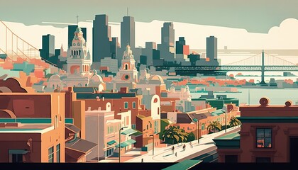 San Diego cityscape (ai generate) - obrazy, fototapety, plakaty