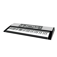 Synthesizer hand drawn isolated on white background