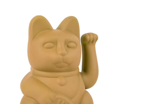 Maneki Neko Japanese Lucky Cat light yellow no background