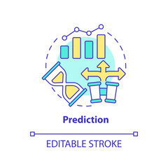 Prediction concept icon. Model potential situations. Causal research benefit abstract idea thin line illustration. Isolated outline drawing. Editable stroke. Arial, Myriad Pro-Bold fonts used