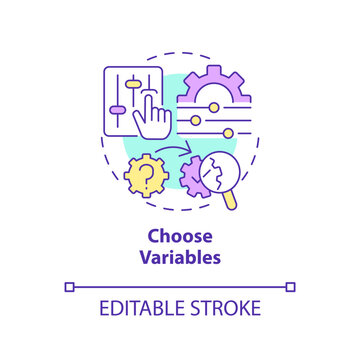 Choose variables concept icon. Test business. How to conduct causal research abstract idea thin line illustration. Isolated outline drawing. Editable stroke. Arial, Myriad Pro-Bold fonts used