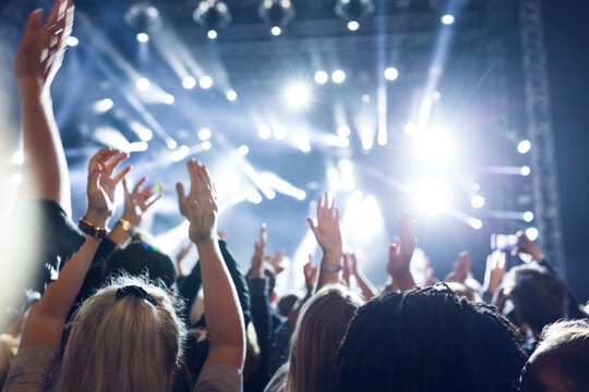 Friends having fun at music concert