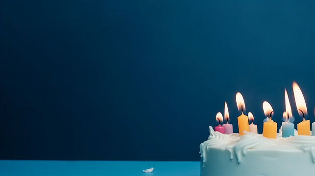 Birthday cake minimal background. Illustration AI Generative.