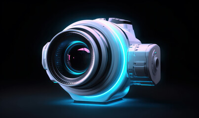 Futuristic Gaming/Webcam 3D Icon in White Glossy Material. Generative AI