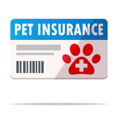 Pet insurance card vector isolated illustration