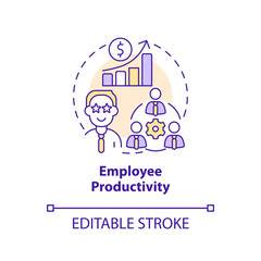 Employee productivity concept icon. Happiness in workplace. Causal research example abstract idea thin line illustration. Isolated outline drawing. Editable stroke. Arial, Myriad Pro-Bold fonts used