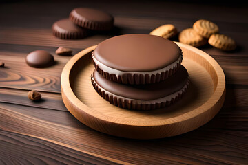 A basket of chocolate cookies