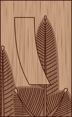 木彫り風花札　睦月　松　赤短　1月　松に赤短