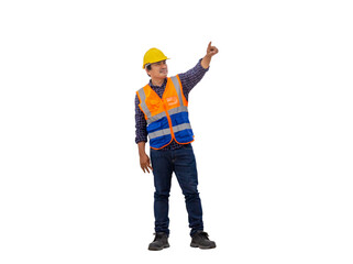 Engineer under inspection and checking project at the building site, Foreman worker in hardhat at...