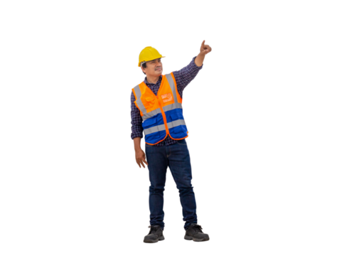 Engineer under inspection and checking project at the building site, Foreman worker in hardhat at the infrastructure construction site