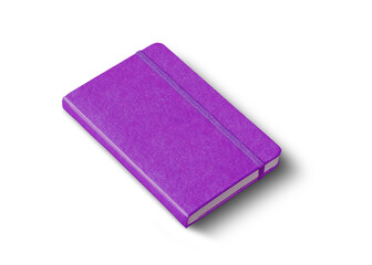 Purple closed notebook isolated on white
