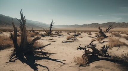 Dead trees in the Namib Desert, Namibia, Africa.Generative Ai