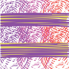 The abstract image consists of colored lines and spots. But under the violet regions, the medium oscillates in the form of waves that diverge in a circle.