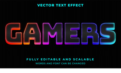 gamers neon glow graphic style editable text effect