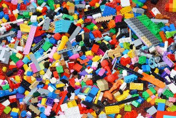 Texture of colored toy bricks blocks background.  blocks is a line of plastic construction toys that are manufactured by The blocks Group.