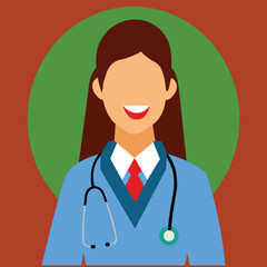 Fototapeta premium Beautiful Nurse with stethoscope avatar drawing illustration-vector Artwork