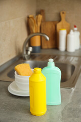 Detergent, accessories for dish washing and cleaning