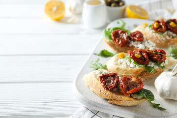 Sandwich with sun-dried tomato - tasty snack concept