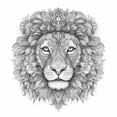 Lion in mandala style. Illustration AI Generative.