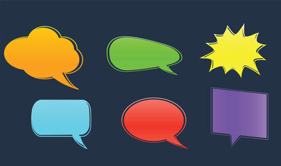 set of colorful speech bubbles