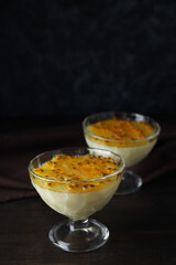 Concept of delicious food - Passion fruit mousse