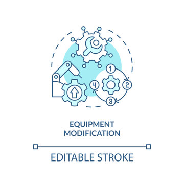 Equipment modification turquoise concept icon. Production process optimization abstract idea thin line illustration. Isolated outline drawing. Editable stroke. Arial, Myriad Pro-Bold fonts used