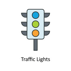 Traffic Lights Vector Fill outline Icons. Simple stock illustration stock