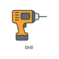 Drill  Vector Fill outline Icons. Simple stock illustration stock