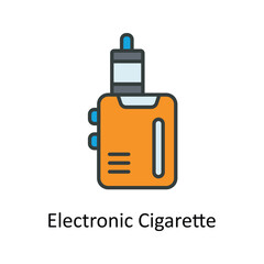 Electronic Cigarette Vector Fill outline Icons. Simple stock illustration stock