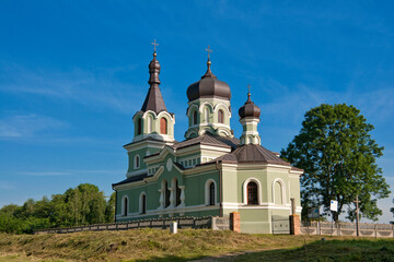 Fototapeta na wymiar Orthodox Church in Boncza, village in Lublin voivodeship, Poland. The Orthodox Church was built in 1877-1881.