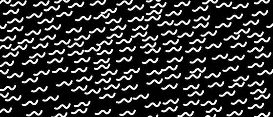 White scribble line pattern on black background. Hand drawn lines pattern for backdrop design and wallpaper template. Simple classic lines with repeat texture. Lines background, vector illustration