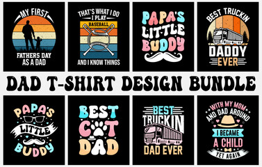 Fathers day t shirt design vector set, dad t shirt design set, papa graphic tshirt design, dad svg design bundle