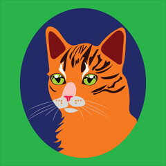 Drawing a cat face illustration-vector Artwork