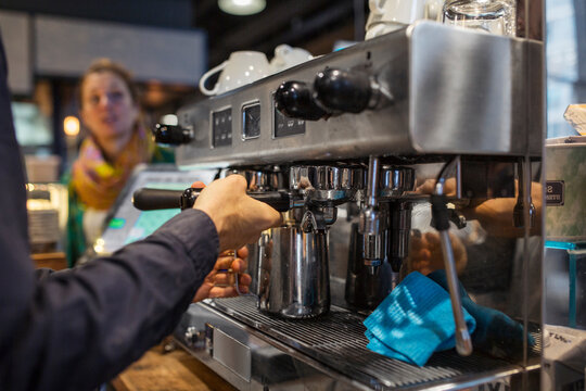 Espresso maker in supermarket