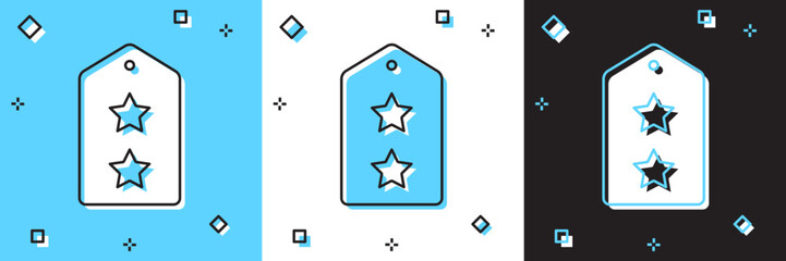 Set Military rank icon isolated on blue and white, black background. Military badge sign. Vector