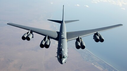 A Top-Side View of the B-52 Stratofortress Military Aircraft in Flight
