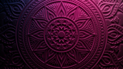 Diwali Festival Background, with Purple 3D Ornamental Pattern. 3D Render.
