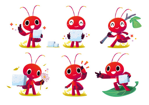 cute cartoon ant character mascot delivery collection