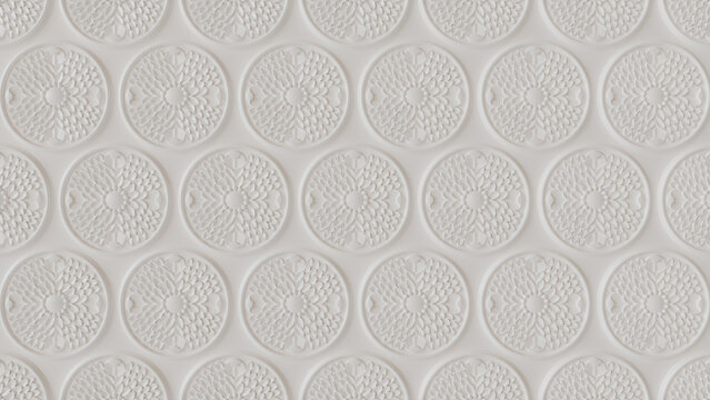 White Rosette Pattern Background.