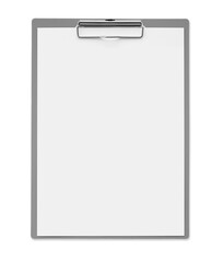 Clipboard with blank white paper mockup, isolated design element transparent PNG
