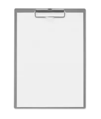 Foto op Plexiglas Clipboard with blank white paper mockup, isolated design element transparent PNG © kite_rin