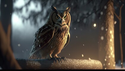 owl moonlit forest (ai generate)