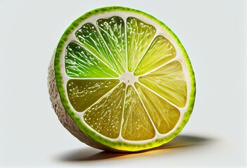 Slice of lime isolated on transparent png. Generative AI