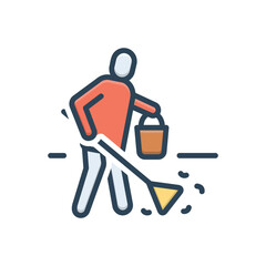 Color illustration icon for cleaner