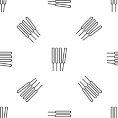 Grey line Aroma sticks, incense, aromas icon isolated seamless pattern on white background. Vector