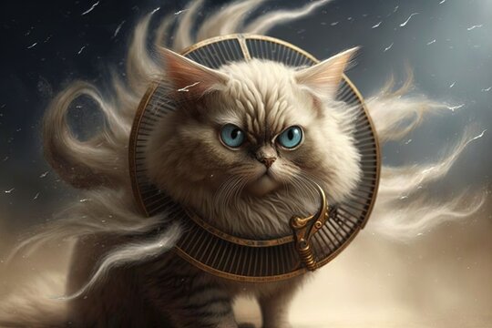 Eolo as Cat Greek God illustration generative ai